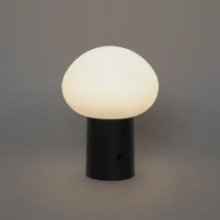 QAZQA Gartenbeleuchtung|Led-Außenleuchten*Set aus 2 wiederaufladbaren LED-Tischlampen Pilz Schwarz - Louise