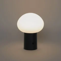 QAZQA Gartenbeleuchtung|Led-Außenleuchten*Set aus 2 wiederaufladbaren LED-Tischlampen Pilz Schwarz - Louise