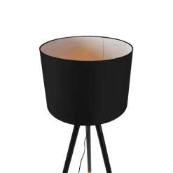 QAZQA Lampen Für Dein Homeoffice|Tischlampen*Set aus schwarzer Tischleuchte und Stehleuchte mit Schirm - Pip