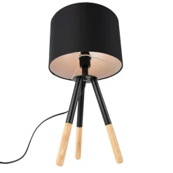 QAZQA Lampen Für Dein Homeoffice|Tischlampen*Set aus schwarzer Tischleuchte und Stehleuchte mit Schirm - Pip