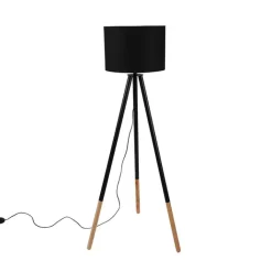 QAZQA Lampen Für Dein Homeoffice|Tischlampen*Set aus schwarzer Tischleuchte und Stehleuchte mit Schirm - Pip