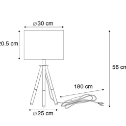 QAZQA Lampen Für Dein Homeoffice|Tischlampen*Set aus schwarzer Tischleuchte und Stehleuchte mit Schirm - Pip