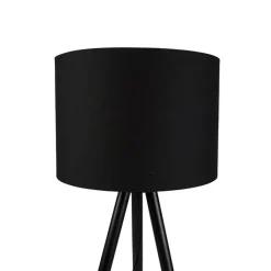 QAZQA Lampen Für Dein Homeoffice|Tischlampen*Set aus schwarzer Tischleuchte und Stehleuchte mit Schirm - Pip