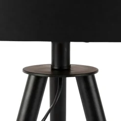 QAZQA Lampen Für Dein Homeoffice|Tischlampen*Set aus schwarzer Tischleuchte und Stehleuchte mit Schirm - Pip