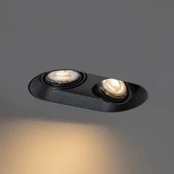 QAZQA Einbaustrahler|Wohnzimmerlampen*Set mit 6 abgerundeten Einbaustrahlern schwarz GU10 50mm 2-Licht - Hubs