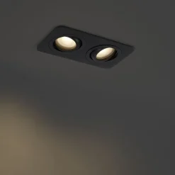 QAZQA Badezimmerlampen|Außenstrahler*Set mit 6 abgerundeten Einbaustrahlern schwarz GU10 50mm schwenkbar und neigbar IP44 2-flammig - Alberto