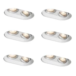 QAZQA Einbaustrahler|Wohnzimmerlampen*Set mit 6 abgerundeten Einbaustrahlern Weiß GU10 50mm 2-Licht - Hubs
