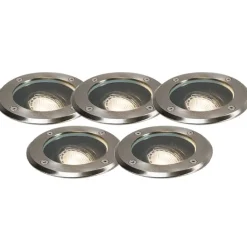 QAZQA Gartenbeleuchtung|Bodenstrahler Außen*Set mit 5 Außenbodenspots Edelstahl IP65 - Delux