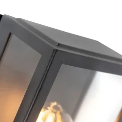 QAZQA Gartenbeleuchtung|Außenleuchten Mit Sensor*Set mit 2 Außenwandlampen schwarz mit Bewegungsmelder - Rotterdam