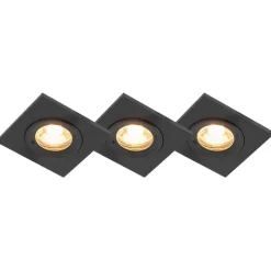 QAZQA Gartenbeleuchtung|Badezimmerlampen*Set mit 3 Bad-Downlights schwarz IP44 - Xena Square