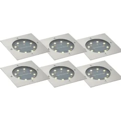 QAZQA Gartenbeleuchtung|Led-Außenleuchten*Set mit 6 Bodeneinbaustrahlern Aluminium Quadratisch inkl. LED IP65 Solar - Terry