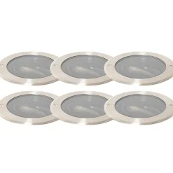 QAZQA Gartenbeleuchtung|Bodenstrahler Außen*Set mit 6 Bodenstrahlern Stahl AR111 verstellbar IP65 - Delux Honey