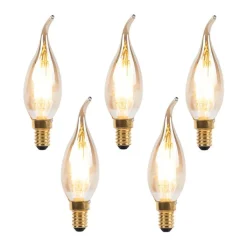 LUEDD Preisvorteil Auf Leuchtmittel|Filament Lampen*Set mit 5 dimmbaren E14 LED Filament Kerzenlampen 240V 3W 250lm