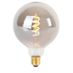 LUEDD Preisvorteil Auf Leuchtmittel|Led Lampen*Set mit 5 dimmbaren E27 LED-Glühbirnen mit Twisted Filament G125 Rauchglas 4W 120lm 1800K