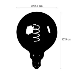 LUEDD Preisvorteil Auf Leuchtmittel|Led Lampen*Set mit 5 dimmbaren E27 LED-Glühbirnen mit Twisted Filament G125 Rauchglas 4W 120lm 1800K