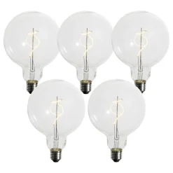 LUEDD Preisvorteil Auf Leuchtmittel|Filament Lampen*Set mit 5 dimmbaren E27 LED-Glühbirnen Spiralfilament G125 4W 270 lm 2700K