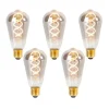 LUEDD Preisvorteil Auf Leuchtmittel|Led Lampen*Set mit 5 dimmbaren E27 LED-Glühbirnen Twisted Filament ST64 Rauchglas 120lm 1800K
