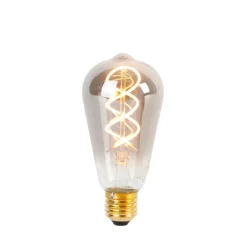 LUEDD Preisvorteil Auf Leuchtmittel|Led Lampen*Set mit 5 dimmbaren E27 LED-Glühbirnen Twisted Filament ST64 Rauchglas 120lm 1800K