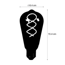 LUEDD Preisvorteil Auf Leuchtmittel|Led Lampen*Set mit 5 dimmbaren E27 LED-Glühbirnen Twisted Filament ST64 Rauchglas 120lm 1800K
