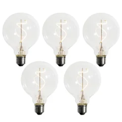 LUEDD Preisvorteil Auf Leuchtmittel|Filament Lampen*Set mit 5 E27 dimmbare LED Spiral Filament G95 4W 270lm 2200K