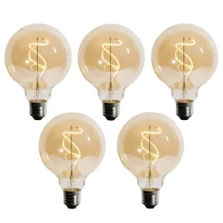 LUEDD Preisvorteil Auf Leuchtmittel|Filament Lampen*Set mit 5 E27 dimmbare LED Spiral Filament G95 4W 270lm 2200K