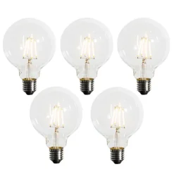 LUEDD Preisvorteil Auf Leuchtmittel|Filament Lampen*Set mit 5 E27 dimmbare LED-Glühbirne G95 5W 450lm 2200K