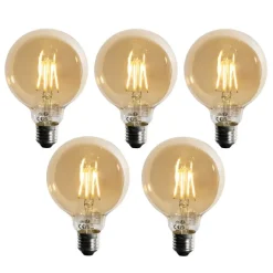 LUEDD Preisvorteil Auf Leuchtmittel|Filament Lampen*Set mit 5 E27 dimmbare LED-Glühbirne G95 5W 450lm 2700K