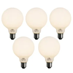 LUEDD Preisvorteil Auf Leuchtmittel|Led Lampen*Set mit 5 E27 dimmbare LED-Glühbirne Opal G95 5W 450lm 2700K