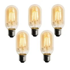 LUEDD Preisvorteil Auf Leuchtmittel|Filament Lampen*Set mit 5 E27 dimmbare LED-Lampe Gold T45 4W 300 lm 2200K