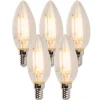 LUEDD Preisvorteil Auf Leuchtmittel|Filament Lampen*Set mit 5 E14 dimmbaren LED-Kerzenlampen B35 5W 380 lm 2700K