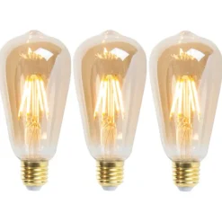 LUEDD Preisvorteil Auf Leuchtmittel|Filament Lampen*Set mit 3 E27 dimmbaren LED-Lampen ST64 Goldline 5W 380 lm 2200K