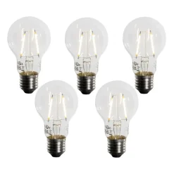 LUEDD Filament Lampen|Led Lampen*Set mit 5 E27 LED-Glühbirne A60 Lux-Sensor 2,5W 250lm 2200K