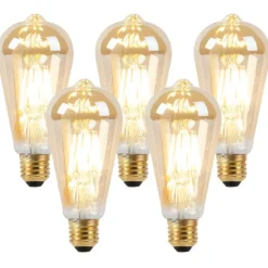 LUEDD Filament Lampen|Led Lampen*Set mit 5 E27 LED-Lampen, dimmbar bis warmes Gold, 8 W, 806 lm, 2000-2700 K