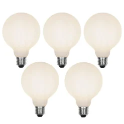 LUEDD Preisvorteil Auf Leuchtmittel|Led Lampen*Set mit 5 E27 3-stufig dimmbare LED-Lampe G95 Milchglas 5W 550 lm 2700K