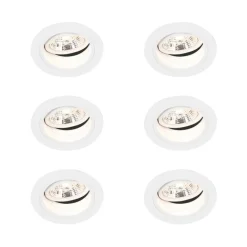 QAZQA Einbaustrahler|Wohnzimmerlampen*Set mit 6 Einbaupunkt weiß einstellbar rund - Spannfutter 70