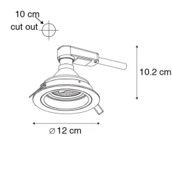 QAZQA Einbaustrahler|Wohnzimmerlampen*Set mit 6 Einbaupunkt weiß einstellbar rund - Spannfutter 70