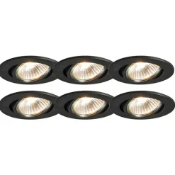 QAZQA Einbaustrahler|Wohnzimmerlampen*Set mit 6 Einbauspots schwarz neigbar - Cisco
