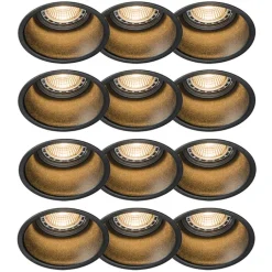 QAZQA Küchenlampen|Einbaustrahler*Set mit 12 Einbauspots schwarz rund - Dept