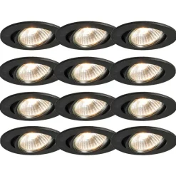 QAZQA Einbaustrahler|Wohnzimmerlampen*Set mit 12 Einbauspots schwarz neigbar - Cisco