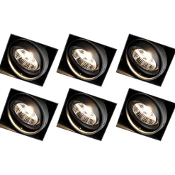 QAZQA Einbaustrahler|Wohnzimmerlampen*Set mit 6 Einbauspots schwarz GU10 AR70 randlos - Oneon