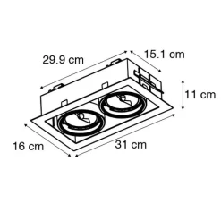 QAZQA Einbaustrahler|Wohnzimmerlampen*Set mit 6 Einbauspots schwarz AR111 verstellbar 2-Licht - Oneon
