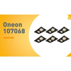 QAZQA Einbaustrahler|Wohnzimmerlampen*Set mit 6 Einbauspots schwarz AR111 verstellbar 2-Licht - Oneon