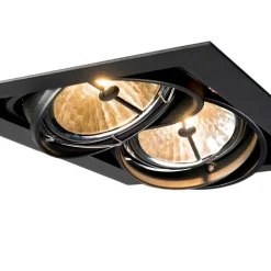 QAZQA Einbaustrahler|Wohnzimmerlampen*Set mit 6 Einbauspots schwarz AR111 verstellbar 2-Licht - Oneon