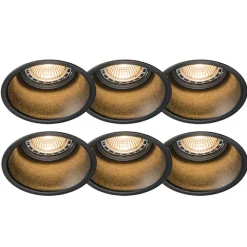 QAZQA Küchenlampen|Einbaustrahler*Set mit 6 Einbauspots schwarz rund - Dept