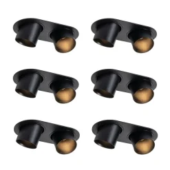 QAZQA Einbaustrahler|Wohnzimmerlampen*Set mit 6 Einbauspots schwarz GU10 50mm 2-flammig - Installa