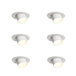 QAZQA Einbaustrahler|Wohnzimmerlampen*Set mit 6 Einbauspots weiß GU10 35mm Rund Kippbar - Installa