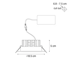 QAZQA Professional Led-Strahler|Einbaustrahler*Set mit 6 Einbauspots weiß 6,8 cm inkl. LED 750 lm dimmbar IP23 - Gaius