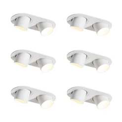 QAZQA Einbaustrahler|Wohnzimmerlampen*Set mit 6 Einbauspots weiß GU10 35mm neigbar 2-Licht - Installa