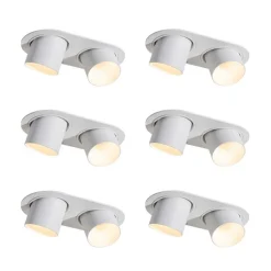 QAZQA Küchenlampen|Einbaustrahler*Set mit 6 Einbauspots weiß GU10 50mm 2-flammig - Installa