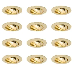 QAZQA Einbaustrahler|Wohnzimmerlampen*Set mit 12 Einbaustrahlern Messing GU10 35mm - Edu